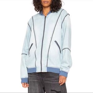 Sandrine Rose Women’s Original Zip Bomber Vermont Denim Full Zip Jacket Sz M NWT